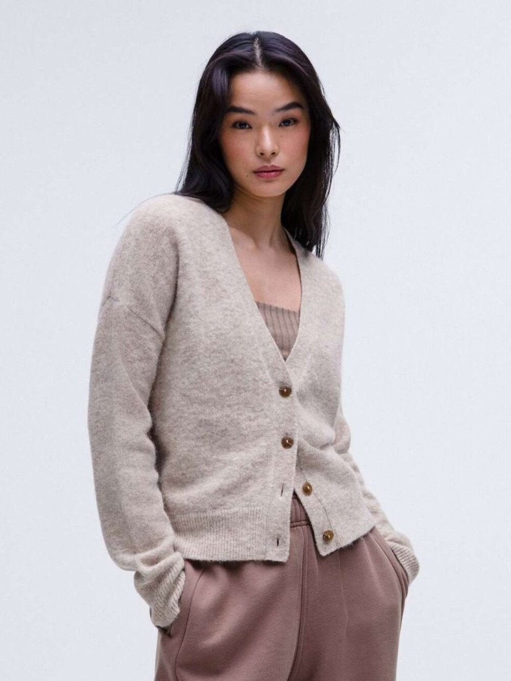 Lululemon Alpaca Wool-Blend Cardigan Sweater - Heathered Crepe - Size XS